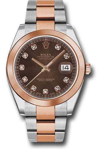 Rolex Everose Gold and Steel Datejust 41 Chocolate Diamond Oyster