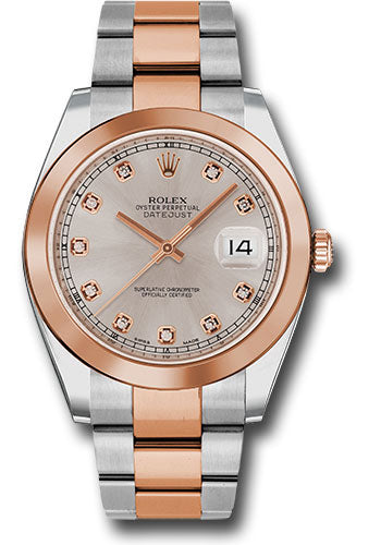 Rolex Everose Gold and Steel Datejust 41 Sundust Diamond Oyster