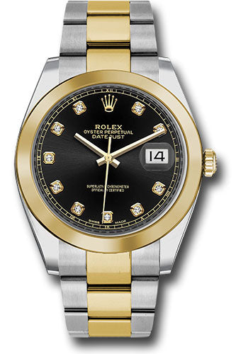 Rolex Yellow Gold & Steel Datejust 41 Black Diamond Oyster