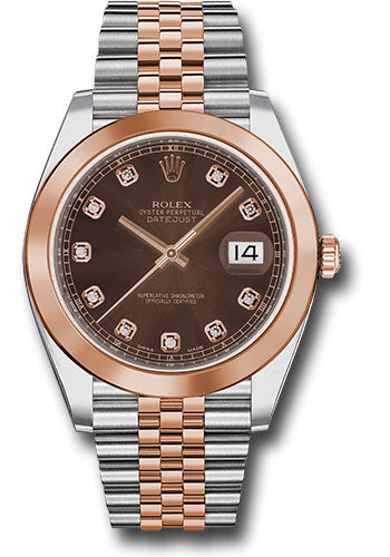 Rolex Everose Gold & Steel Datejust 41 Chocolate Diamond Oyster