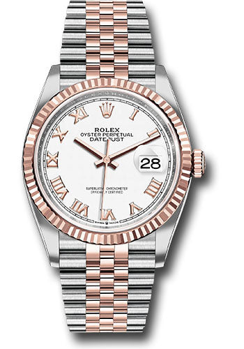 Rolex Steel & 18K Rose Gold Datejust 36 White Roman Jubilee