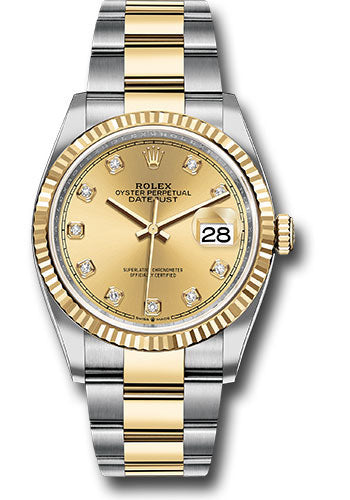 Rolex Steel & Yellow Gold Datejust 36 Champagne Diamond Oyster
