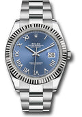 Rolex Stainless Steel & White Gold Datejust 41 Blue Roman Oyster