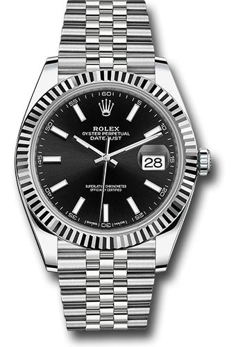 Rolex Stainless Steel & White Gold Datejust 41 Black Index Jubilee