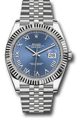 Rolex Stainless Steel & White Gold Datejust 41 Blue Roman Jubilee