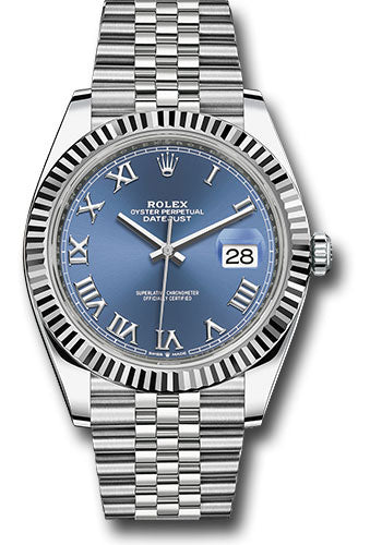 Rolex Stainless Steel & White Gold Datejust 41 Blue Roman Jubilee