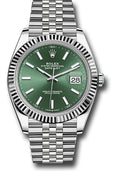 Rolex Stainless Steel & White Gold Datejust 41 Green Index Jubilee