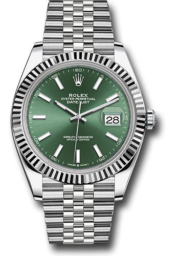 Rolex Stainless Steel & White Gold Datejust 41 Green Index Jubilee
