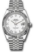 Rolex Stainless Steel & White Gold Datejust 41 White Roman Jubilee
