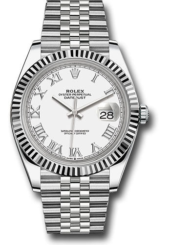 Rolex Stainless Steel & White Gold Datejust 41 White Roman Jubilee