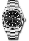 Rolex Stainless Steel & White Gold Datejust 41 Black Index Oyster
