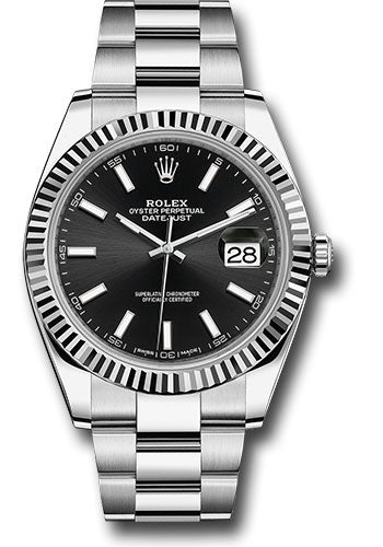 Rolex Stainless Steel & White Gold Datejust 41 Black Index Oyster