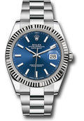 Rolex Stainless Steel & White Gold Datejust 41 Blue Index