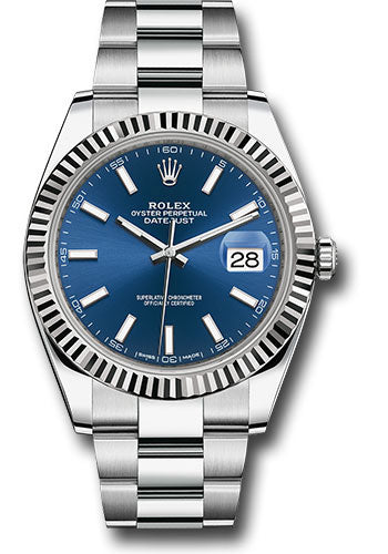Rolex Stainless Steel & White Gold Datejust 41 Blue Index