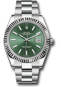 Rolex Stainless Steel & White Gold Datejust 41 Mint Green Index Oyster