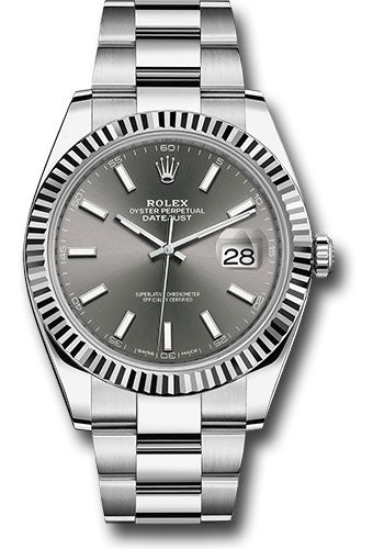 Rolex Stainless Steel & White Gold Datejust 41 Dark Rhodium Index Oyster