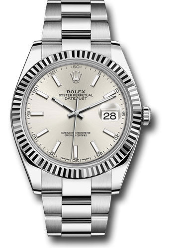 Rolex Stainless Steel & White Gold Datejust 41 Silver Index Oyster