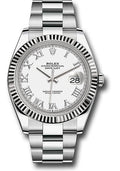 Rolex Stainless Steel & White Gold Datejust 41 White Roman Oyster