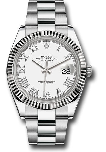 Rolex Stainless Steel & White Gold Datejust 41 White Roman Oyster