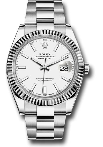 Rolex Stainless Steel & White Gold Datejust 41 White Index Oyster