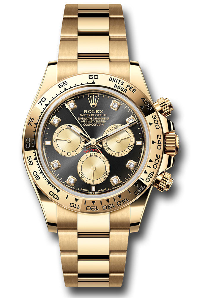 Rolex Yellow Gold Daytona Black & Golden Diamond Dial Oyster