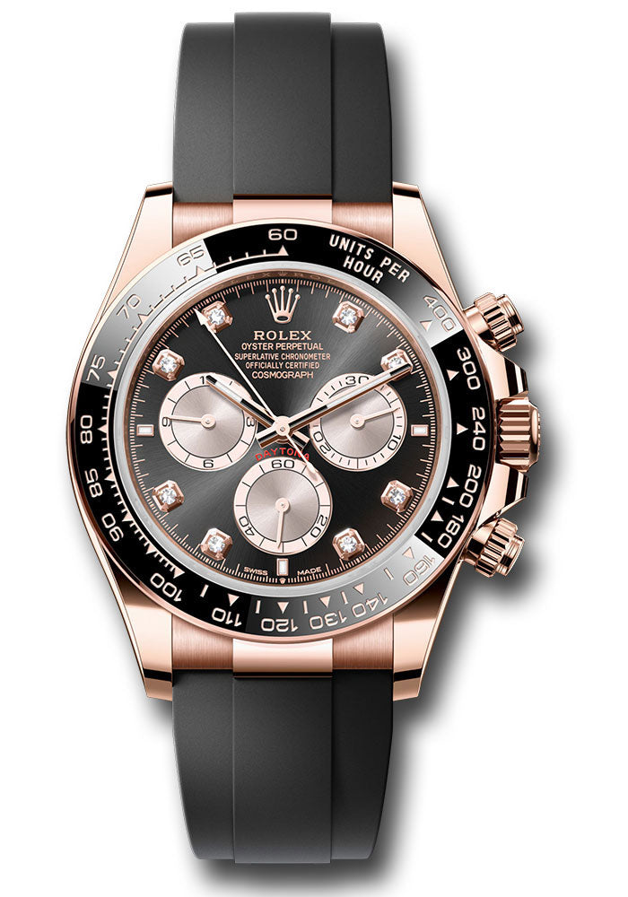 Rolex Everose Gold Daytona Black & Sundust Diamond Dial Oysterflex