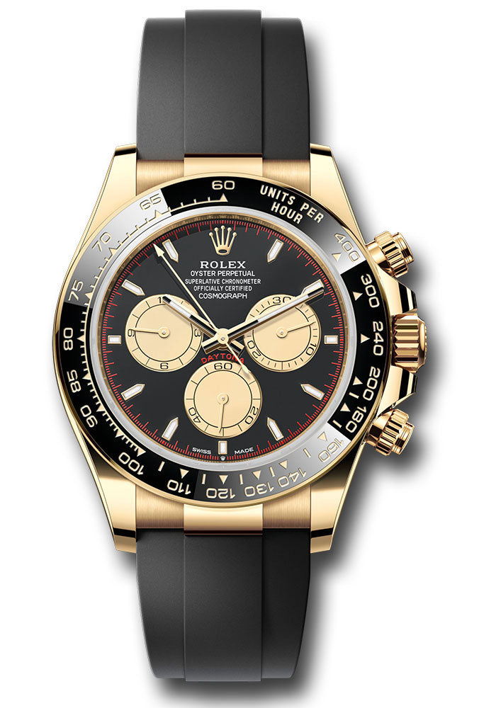 Rolex Yellow Gold Daytona Black & Gold Index Oysterflex