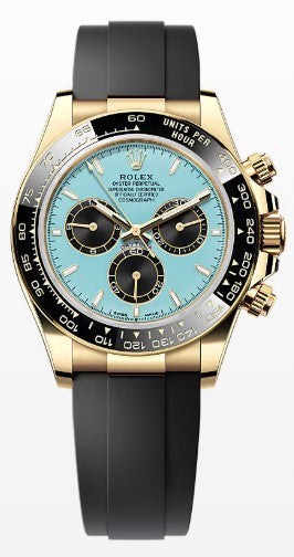 Rolex Yellow Gold Daytona Turquoise Index Oysterflex Strap