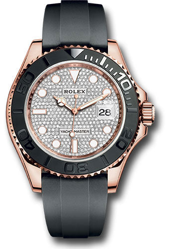 Rolex Everose Gold Yacht-Master 40 Diamond Paved Dial Oysterflex