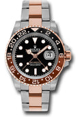 Rolex Everose Gold & Steel GMT Master II 40 Black & Brown Bezel Oyster