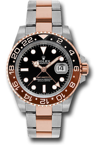 Rolex Everose Gold & Steel GMT Master II 40 Black & Brown Bezel Oyster