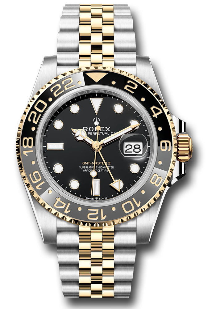 Rolex Yellow Gold & Steel GMT Master II 40 Black & Grey Bezel Jubilee