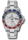 Rolex White Gold GMT Master II 40 Blue & Red Pepsi Bezel Meteorite Oyster