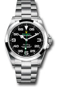 Rolex 40mm Air-King Model 126900 Stainless Steel Watch Black Arabic Dial & Smooth Bezel