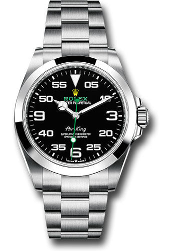Rolex 40mm Air-King Model 126900 Stainless Steel Watch Black Arabic Dial & Smooth Bezel