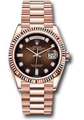 Rolex 18K Rose Gold Day-Date 36 Brown Diamond
