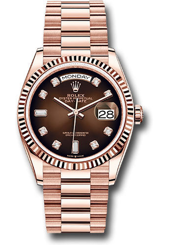 Rolex 18K Rose Gold Day-Date 36 Brown Diamond