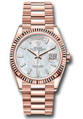 Rolex 18K Rose Gold Day-Date 36 Mother Of Pearl Baguette Diamond