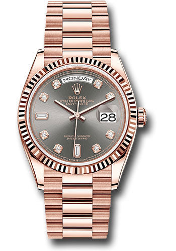 Rolex 18K Rose Gold Day-Date 36 Slate Diamond