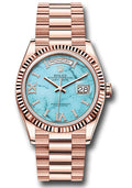 Rolex 18K Rose Gold Day-Date 36 Turquoise Diamond