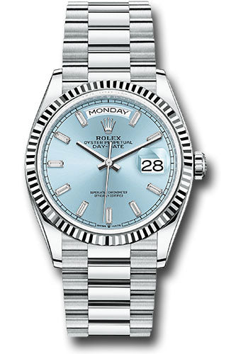 Rolex Platinum Day-Date 36 Ice Blue Baguette Diamond
