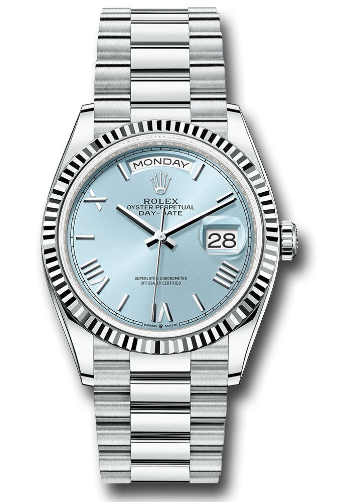 Rolex Platinum Day-Date 36 Ice Blue Roman Numeral Dial