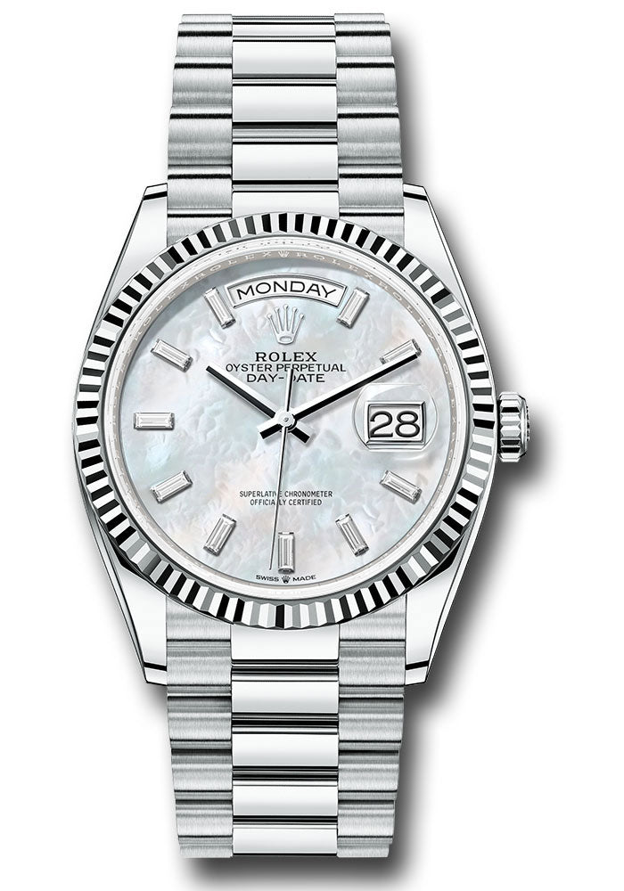 Rolex Platinum Day-Date 36 Mother Of Pearl Baguette Diamond