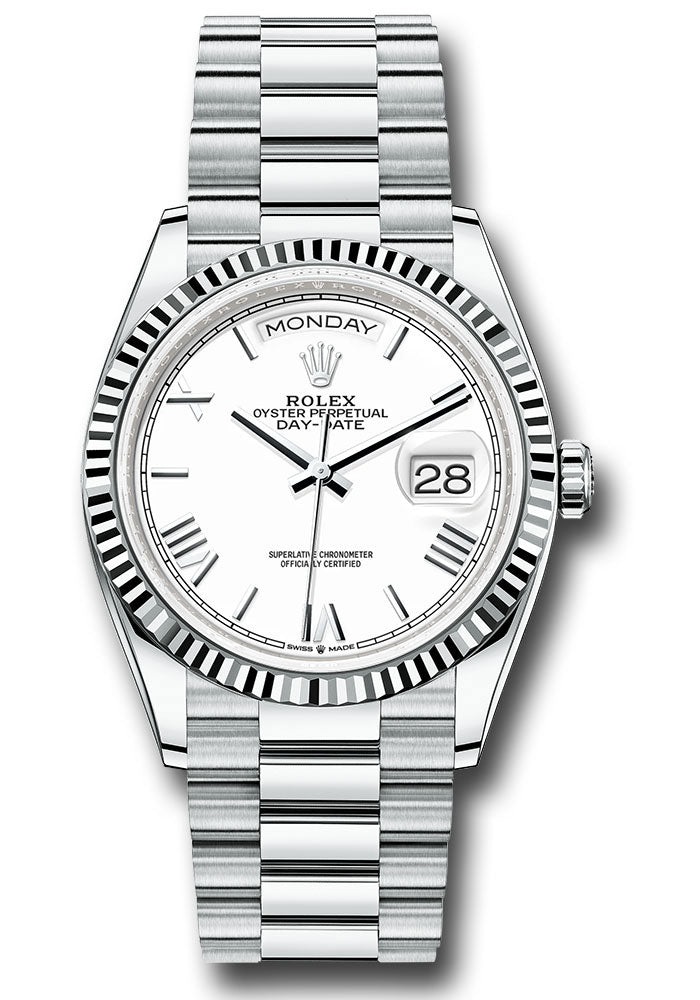 Rolex Platinum Day-Date 36 White Roman Dial