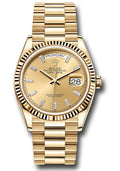 Rolex 18K Yellow Gold Day-Date 36 Champagne Baguette Diamond