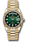 Rolex 18K Yellow Gold Day-Date 36 Green Ombre Diamond