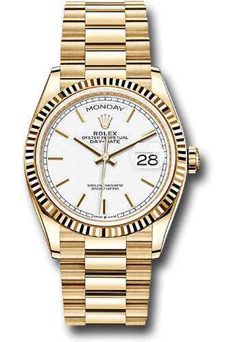 Rolex 18K Yellow Gold Day-Date 36 White Index