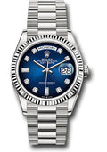Rolex 18K White Gold Day-Date 36 Blue Ombre Diamond