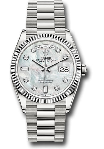 Rolex 18K White Gold Day-Date 36 Mother Of Pearl Diamond