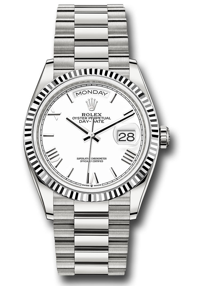 Rolex 18K White Gold Day-Date 36 White Roman